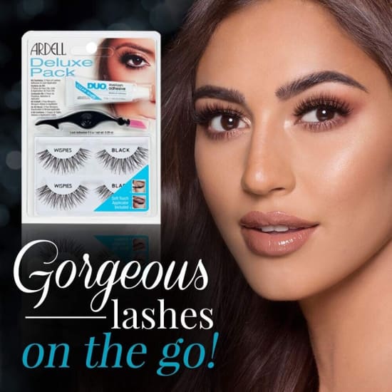 ARDELL Deluxe Pack Eyelashes WISPIES Black + DUO Adhesive + Applicator - Health & Beauty:Makeup:Eyes:Eyelash Extensions