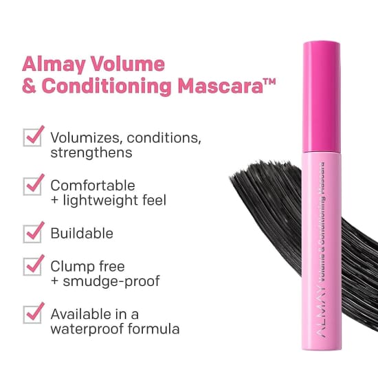 ALMAY Volume & Conditioning Mascara BLACKEST BLACK 010 NEW IN PACKET washable - Health & Beauty:Makeup:Eyes:Mascara