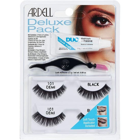 ARDELL Deluxe Pack Eyelashes 101 DEMI Black + DUO Adhesive + Applicator - Health & Beauty:Makeup:Eyes:Eyelash Extensions