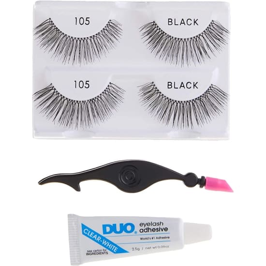 ARDELL Deluxe Pack Eyelashes 105 Black + DUO Adhesive + Applicator - Health & Beauty:Makeup:Eyes:Eyelash Extensions