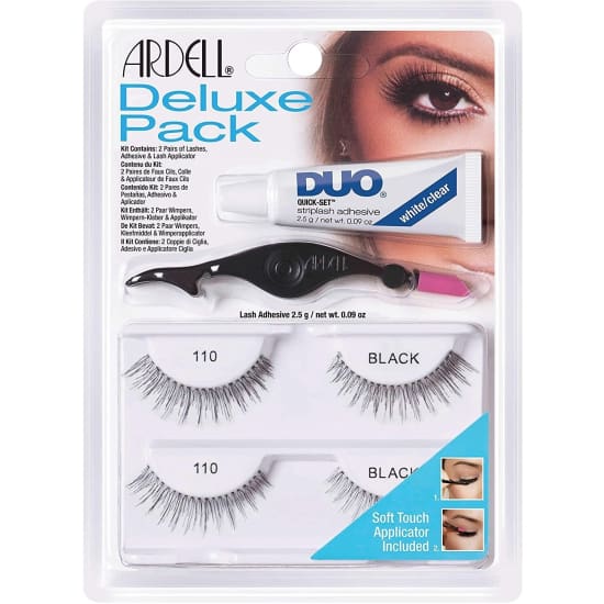 ARDELL Deluxe Pack Eyelashes 110 Black + DUO Adhesive + Applicator - Health & Beauty:Makeup:Eyes:Eyelash Extensions