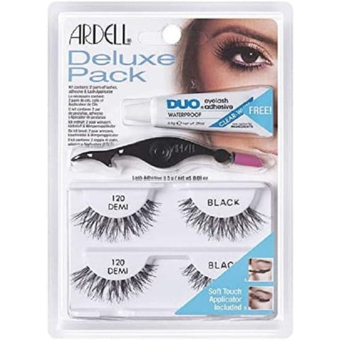 ARDELL Deluxe Pack Eyelashes DEMI 120 Black + DUO Adhesive + Applicator NEW0