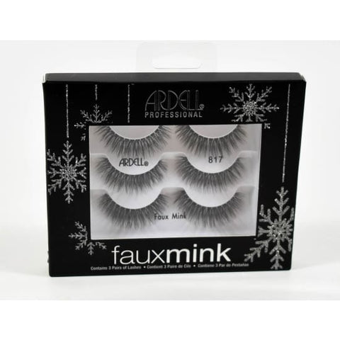 ARDELL Faux Mink 3 PAIRS False Eyelashes 817 NEW ele lashes extensions black - Health & Beauty:Makeup:Eyes:Eyelash