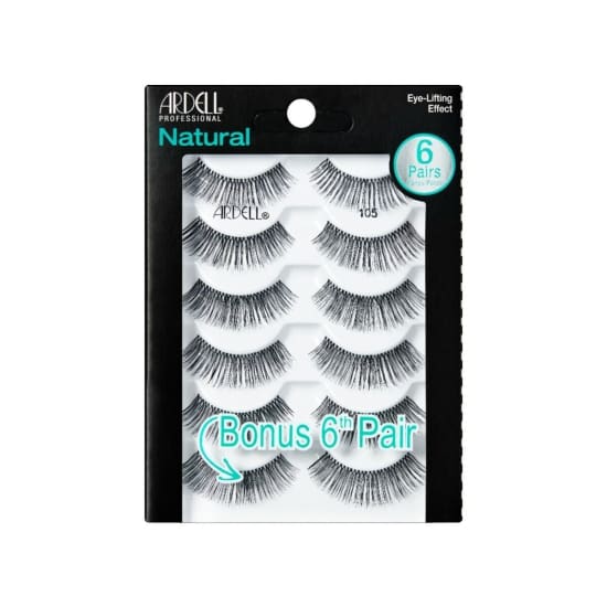 ARDELL Natural Multipack False Eyelashes 6 Pairs Black 105 NEW - Health & Beauty:Makeup:Eyes:Eyelash Extensions