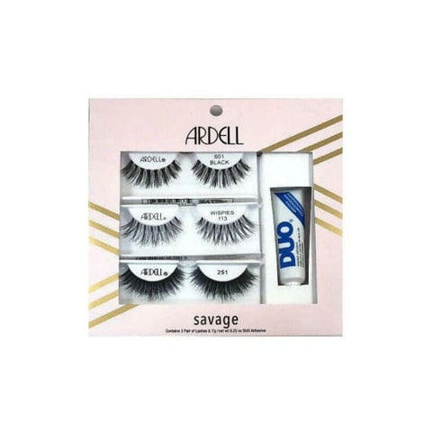 ARDELL Savage Lash Kit 3 Pairs Lashes + Duo Adhesive 601 Black Wispies 113 251 - Health & Beauty:Makeup:Eyes:Eyelash Extensions