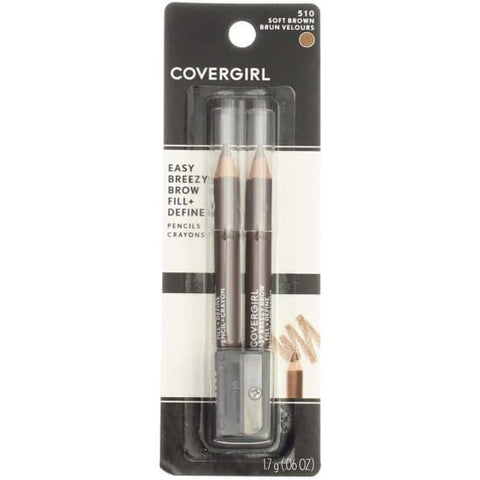 COVERGIRL Easy Breezy Brow Fill + Define TWIN Pencils SOFT BROWN 510 eyebrow eye - Health & Beauty:Makeup:Eyes:Eyebrow Liner & Definition