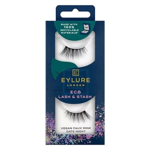 EYLURE Eco Lash & Stash Vegan Faux Mink False Strip Eyelashes DATE NIGHT reuse0
