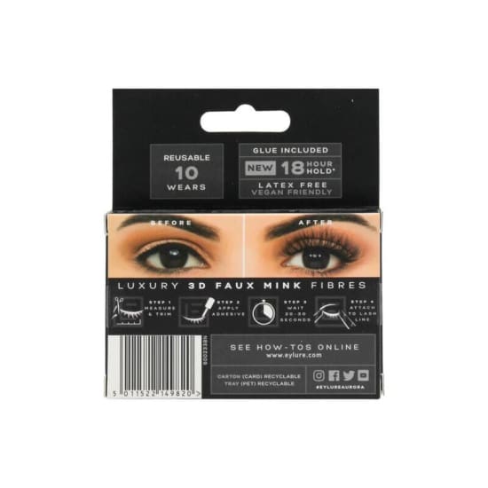 EYLURE Luxe 3D Faux Mink Strip Eyelashes + Adhesive AURORA eye lash reusable - Health & Beauty:Makeup:Eyes:Eyelash Extensions