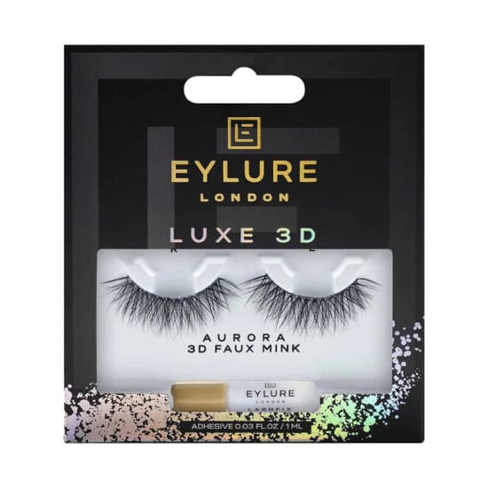 EYLURE Luxe 3D Faux Mink Strip Eyelashes + Adhesive AURORA eye lash reusable - Health & Beauty:Makeup:Eyes:Eyelash Extensions