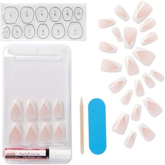 KISS Classy Nails French Nail Tips Medium Length + Glue 7 day wear 83604 dashing3