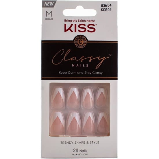 KISS Classy Nails French Nail Tips Medium Length + Glue 7 day wear 83604 - Health & Beauty:Nail Care Manicure & Pedicure:Nail