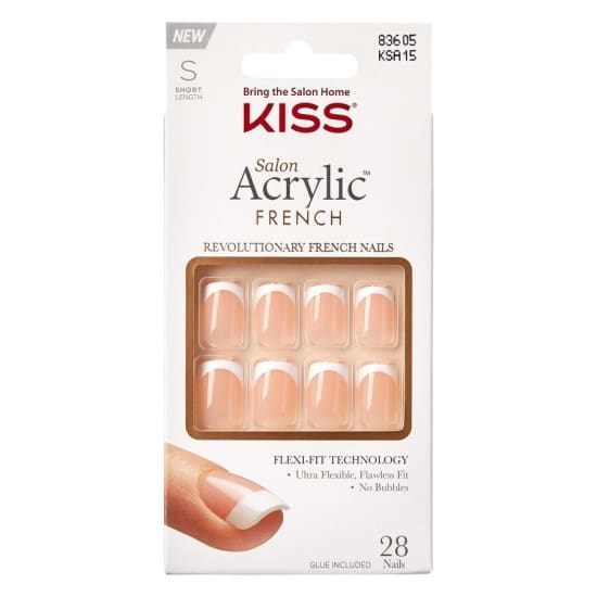 KISS Salon Acrylic French Nail Tips Petite Length + Glue 7 day wear - Health & Beauty:Nail Care Manicure & Pedicure:Nail Art:Artificial