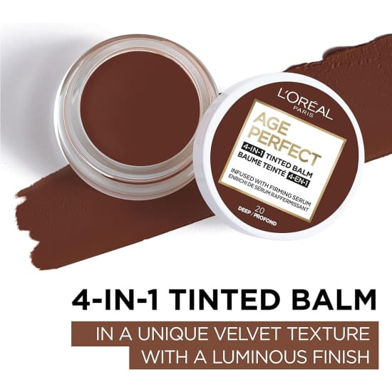 LOREAL Age Perfect 4 In 1 Tinted Balm Foundation DEEP 20 firming serum mature0