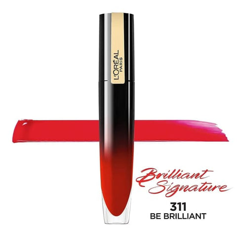 LOREAL Brilliant Signature Liquid Lipstick BE BRILLIANT 311 red glossy - Health & Beauty:Makeup:Lips:Lipstick