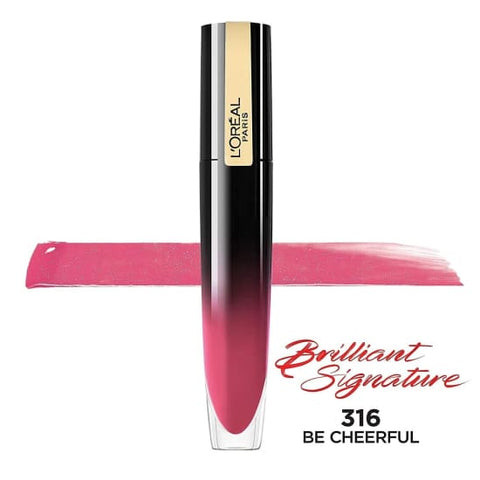 LOREAL Brilliant Signature Liquid Lipstick BE CHEERFUL 316 glossy - Health & Beauty:Makeup:Lips:Lipstick