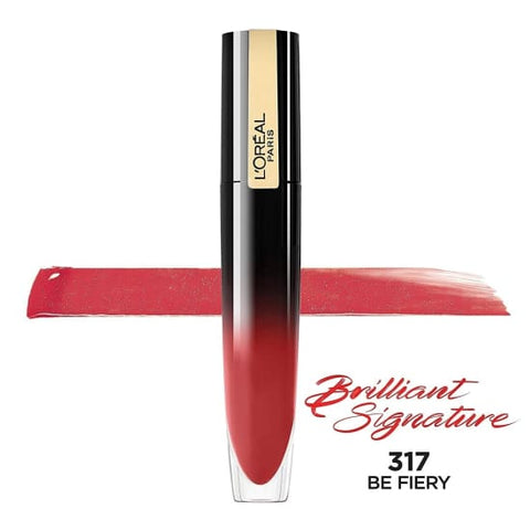LOREAL Brilliant Signature Liquid Lipstick BE FIERY 317 glossy - Health & Beauty:Makeup:Lips:Lipstick