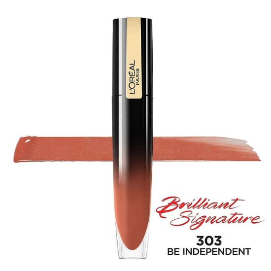 LOREAL Brilliant Signature Liquid Lipstick BE INDEPENDENT 303 glossy - Health & Beauty:Makeup:Lips:Lipstick