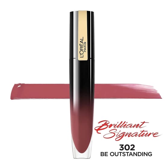 LOREAL Brilliant Signature Liquid Lipstick BE OUTSTANDING 302 glossy - Health & Beauty:Makeup:Lips:Lipstick