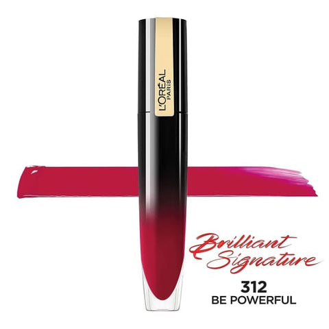 LOREAL Brilliant Signature Liquid Lipstick BE POWERFUL 312 glossy - Health & Beauty:Makeup:Lips:Lipstick