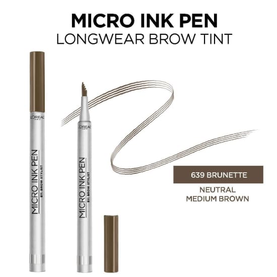 LOREAL Brow Stylist Micro Ink Brow Pen BRUNETTE 639 hairlike tint effect 48hr1
