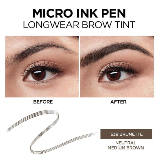LOREAL Brow Stylist Micro Ink Brow Pen BRUNETTE 639 hairlike tint effect 48hr2