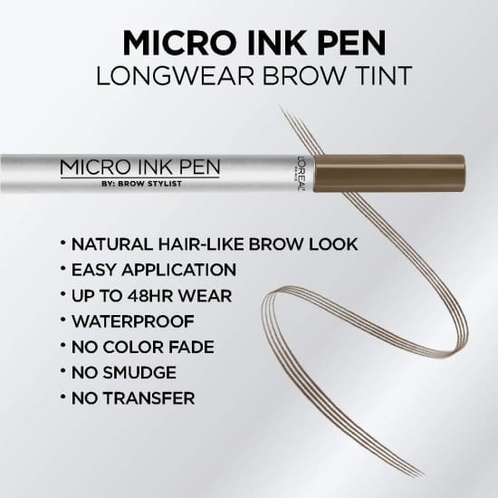 LOREAL Brow Stylist Micro Ink Brow Pen BRUNETTE 639 hairlike tint effect 48hr3