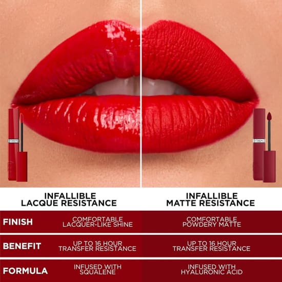 LOREAL Infallible Lacque Resistance Liquid Lipstick LE ROUGE PARIS 420 squalane5