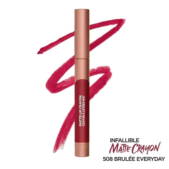LOREAL Infallible Matte Lip Crayon Lipstick CHOOSE YOUR COLOUR - Brulee Everyday 508 - Health & Beauty:Makeup:Lips:Lipstick