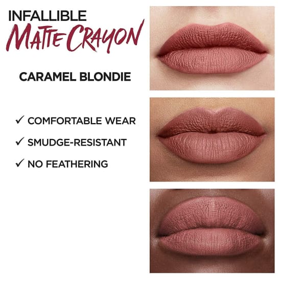LOREAL Infallible Matte Lip Crayon Lipstick CHOOSE YOUR COLOUR - Caramel Blondie 500 - Health & Beauty:Makeup:Lips:Lipstick
