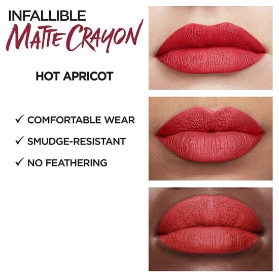 LOREAL Infallible Matte Lip Crayon Lipstick CHOOSE YOUR COLOUR - Health & Beauty:Makeup:Lips:Lipstick