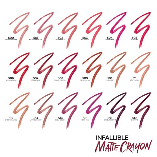 LOREAL Infallible Matte Lip Crayon Lipstick CHOOSE YOUR COLOUR - Health & Beauty:Makeup:Lips:Lipstick