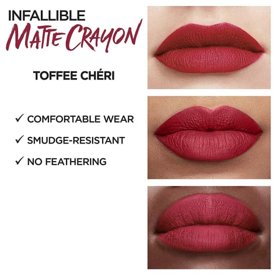LOREAL Infallible Matte Lip Crayon Lipstick CHOOSE YOUR COLOUR - Toffee Cheri 504 - Health & Beauty:Makeup:Lips:Lipstick