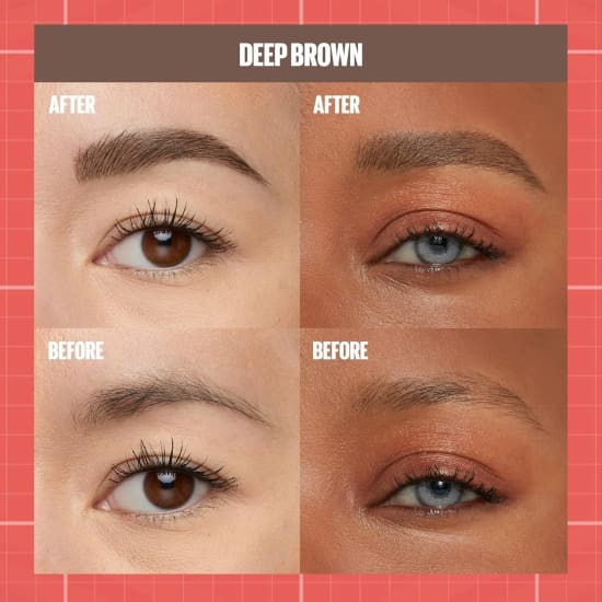 MAYBELLINE Build A Brow 2-in-1 Brow Pen +Sealing Gel DEEP BROWN 260 eye3