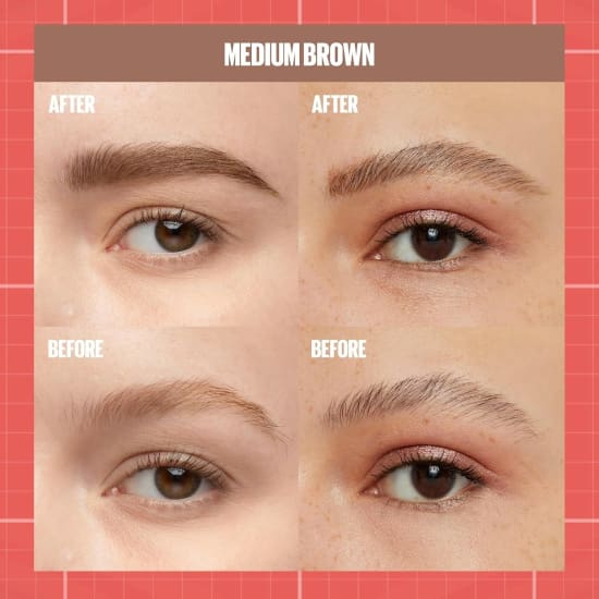 MAYBELLINE Build A Brow 2-in-1 Brow Pen +Sealing Gel MEDIUM BROWN 257 eye1