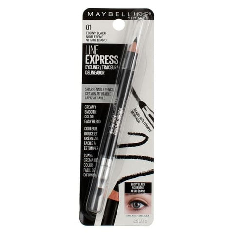 MAYBELLINE Line Express Eyeliner Pencil EBONY BLACK 01 eye liner sharpenable - Health & Beauty:Makeup:Eyes:Eyeliner