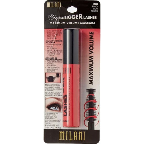 MILANI Big and Bigger Lashes Mascara maximum volume BLACK 108 - Health & Beauty:Makeup:Eyes:Mascara