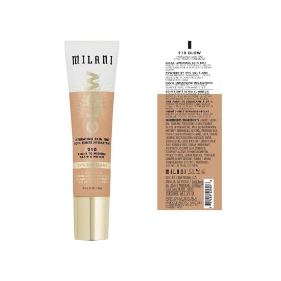 MILANI Glow Hydrating Skin Tint LIGHT TO MEDIUM 210 29% squalane - Health & Beauty:Makeup:Face:Foundation