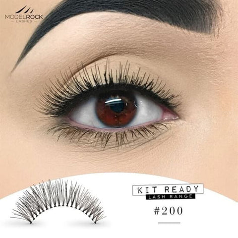 MODELROCK LASHES Kit Ready False Eyelashes #200 eye natural human hair - Health & Beauty:Makeup:Eyes:Eyelash Extensions