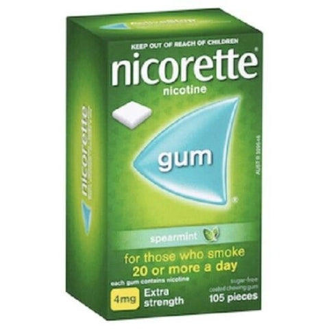 NICORETTE Gum Spearmint 4mg Extra Strength 105 pieces nicotine quit stop smoking - Health & Beauty:Health Care:Smoking Cessation:Other