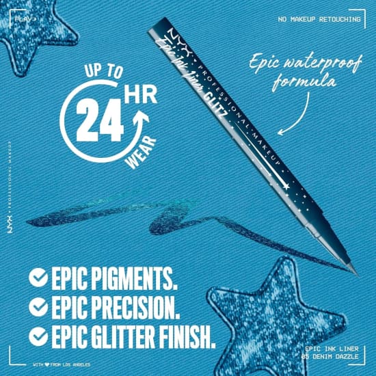 NYX Epic Ink Glitz Liquid Eye Liner DENIM DAZZLE EILG05 Eyeliner metallic1