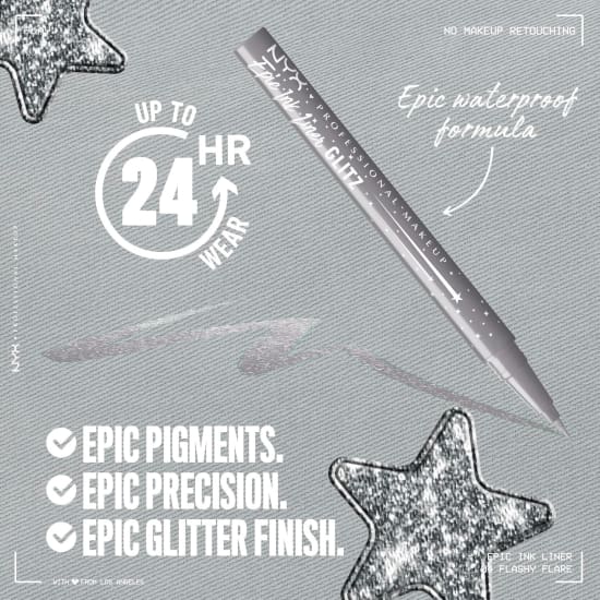 NYX Epic Ink Glitz Liquid Eye Liner FLASHY FLARE EILG04 Eyeliner metallic silver1