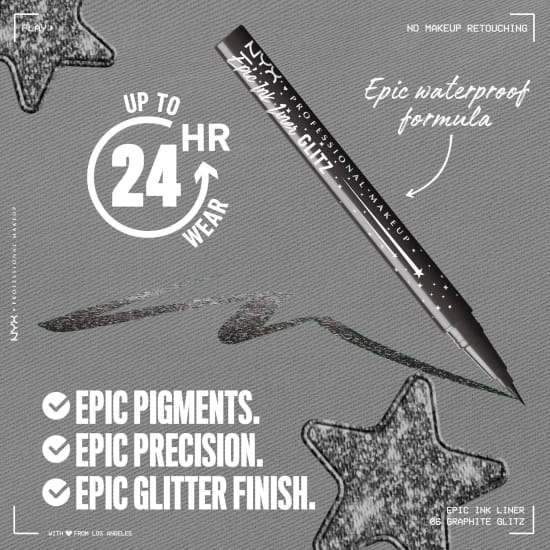 NYX Epic Ink Glitz Liquid Eye Liner GRAPHITE GLITZ EILG06 Eyeliner metallic1