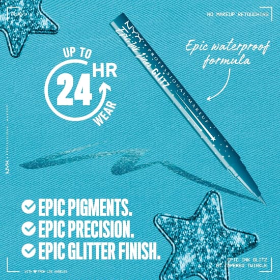 NYX Epic Ink Glitz Liquid Eye Liner TAPERED TWINKLE EILG01 Eyeliner metallic1
