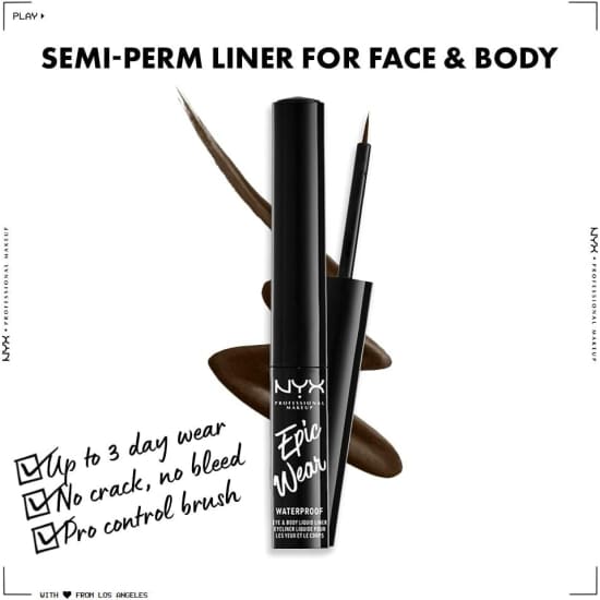 NYX Epic Wear Eye & Body Liquid Liner BROWN EWSPLL02 Waterproof Eyeliner3