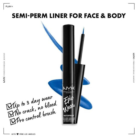 NYX Epic Wear Eye & Body Liquid Liner SAPPHIRE EWSPLL05 Waterproof Eyeliner blue - Health & Beauty:Makeup:Eyes:Eyeliner