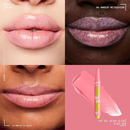 NYX Fat Oil Slick Click Shiny Sheer Lip Balm CLOUT 02 pink lipbalm1