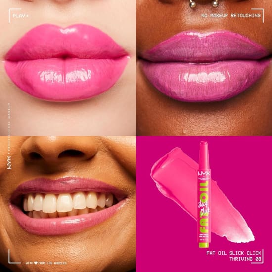 NYX Fat Oil Slick Click Shiny Sheer Lip Balm THRIVING 08 pink lipbalm1