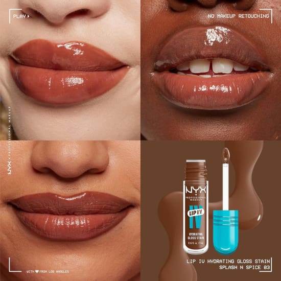 NYX Lip IV Hydrating Gloss Serum Lip Stain SPLASH N SPICE WSLS03 lipstain Nude0
