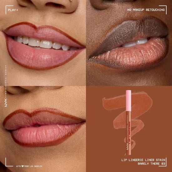 NYX Lip Lingerie Liner Stain BARELY THERE LLLS03 Peach nude lipliner1