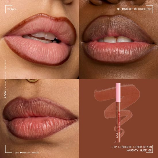 NYX Lip Lingerie Liner Stain NAUGHTY NUDE LLLS02 warm nude lipliner1